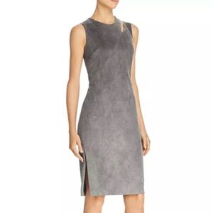 MILLY Faux Suede Gray Fractured Sheath Dress. Size 10.
